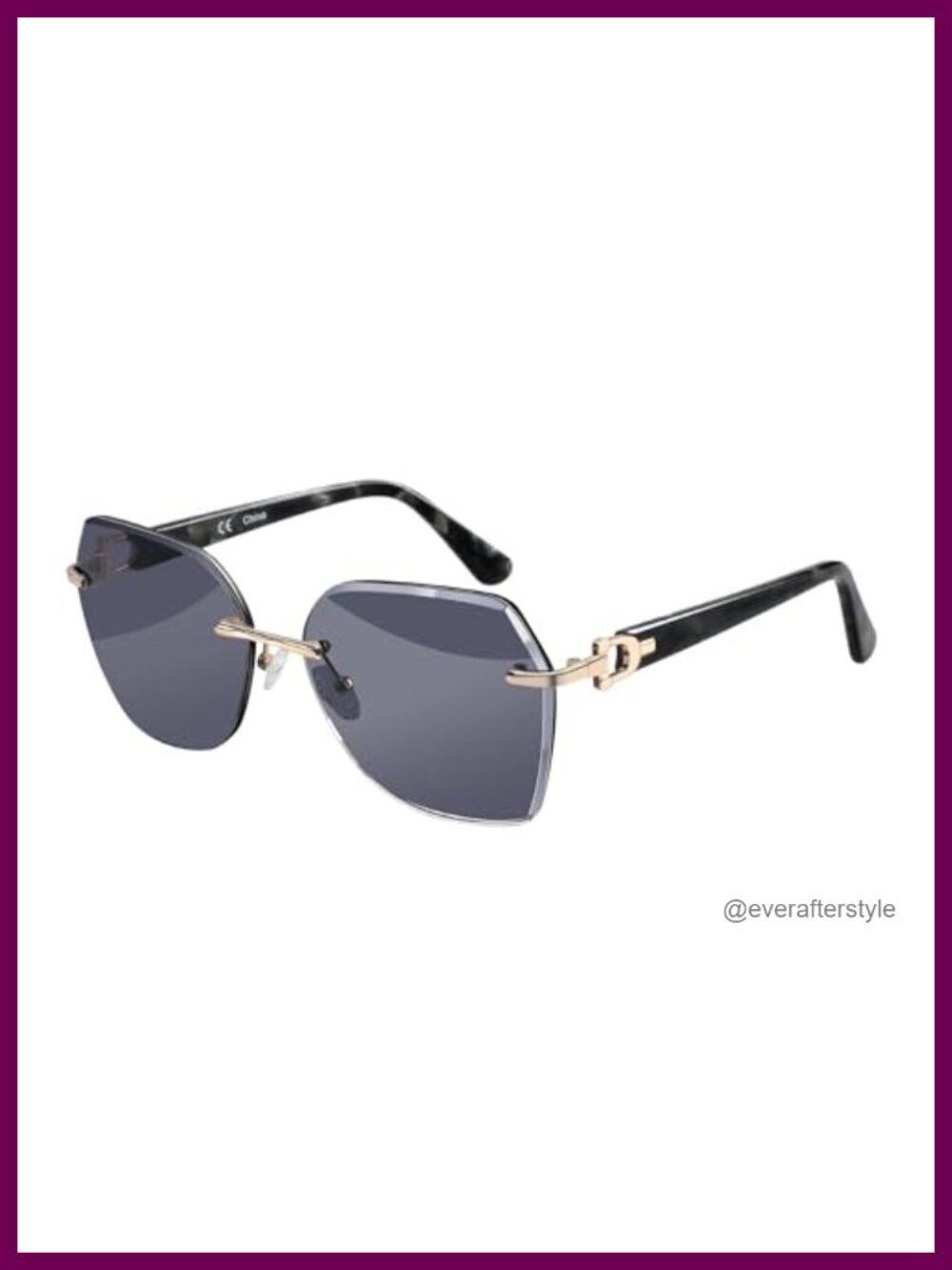 Oversized Rimless Sunglasses Gradient Lens UV400 Protection